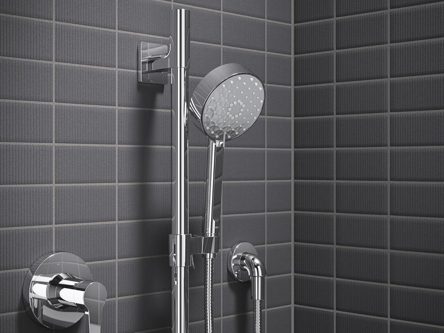 Polished Chrome Adjustable Rain Shower Kit with Slide Bar