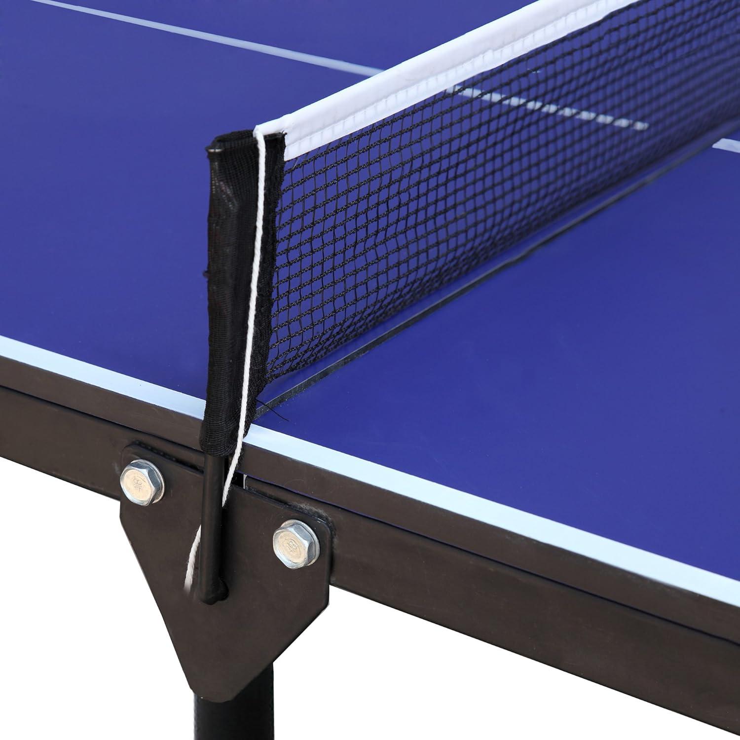 Compact 60" Blue Melamine Folding Indoor Table Tennis Table with Accessories