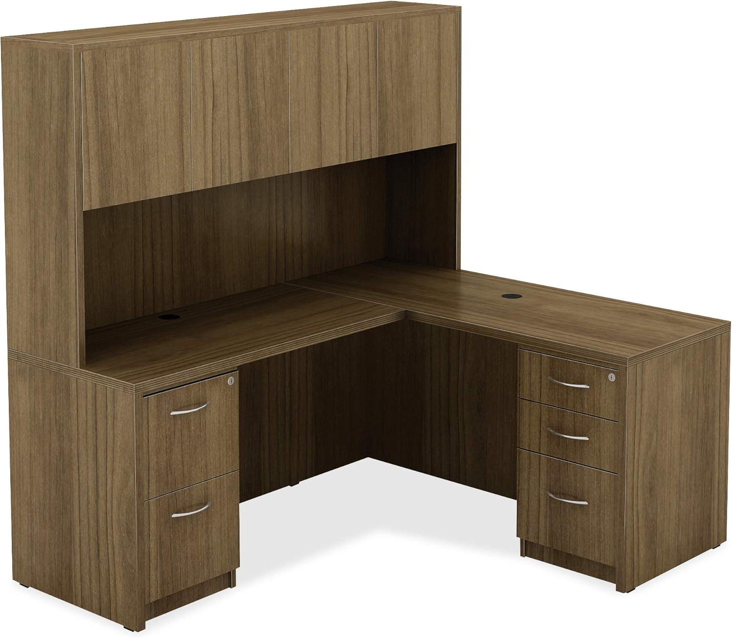 Contemporary Walnut Laminate 62'' Office Credenza with Filing Cabinet