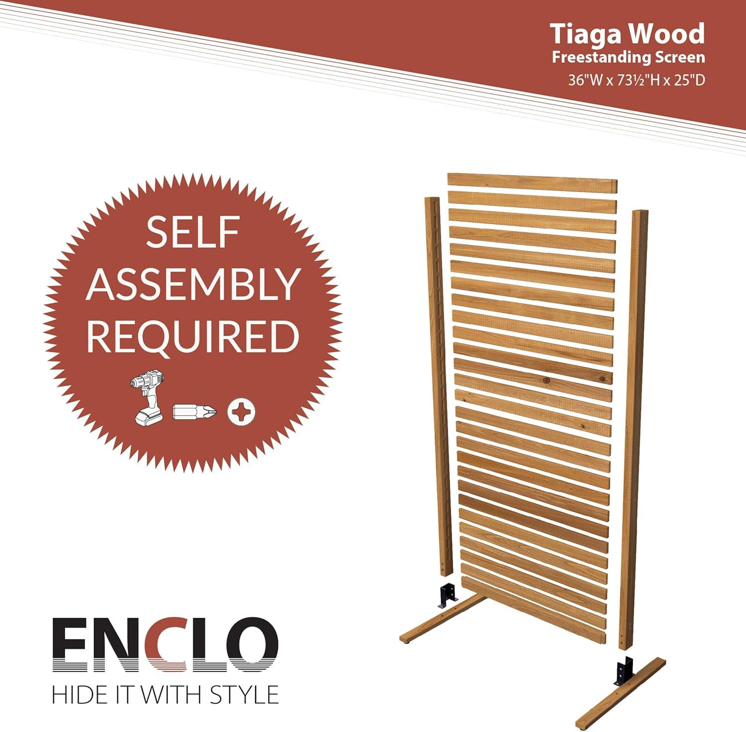 Enclo Privacy Screens EC18030 Tiaga 6 ft H x 3 ft W Freestanding or Surface Mounted Slatted Premium Wood Privacy Screen Kit (1 Panel)