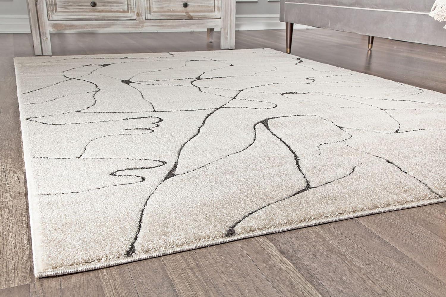 Cadence Marble Cream 2'x4' Rectangular Synthetic Area Rug