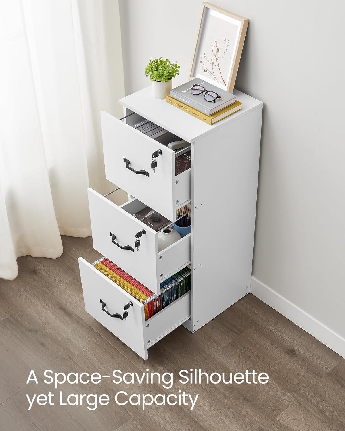 Cloud White Vertical 3-Drawer Lockable File Cabinet