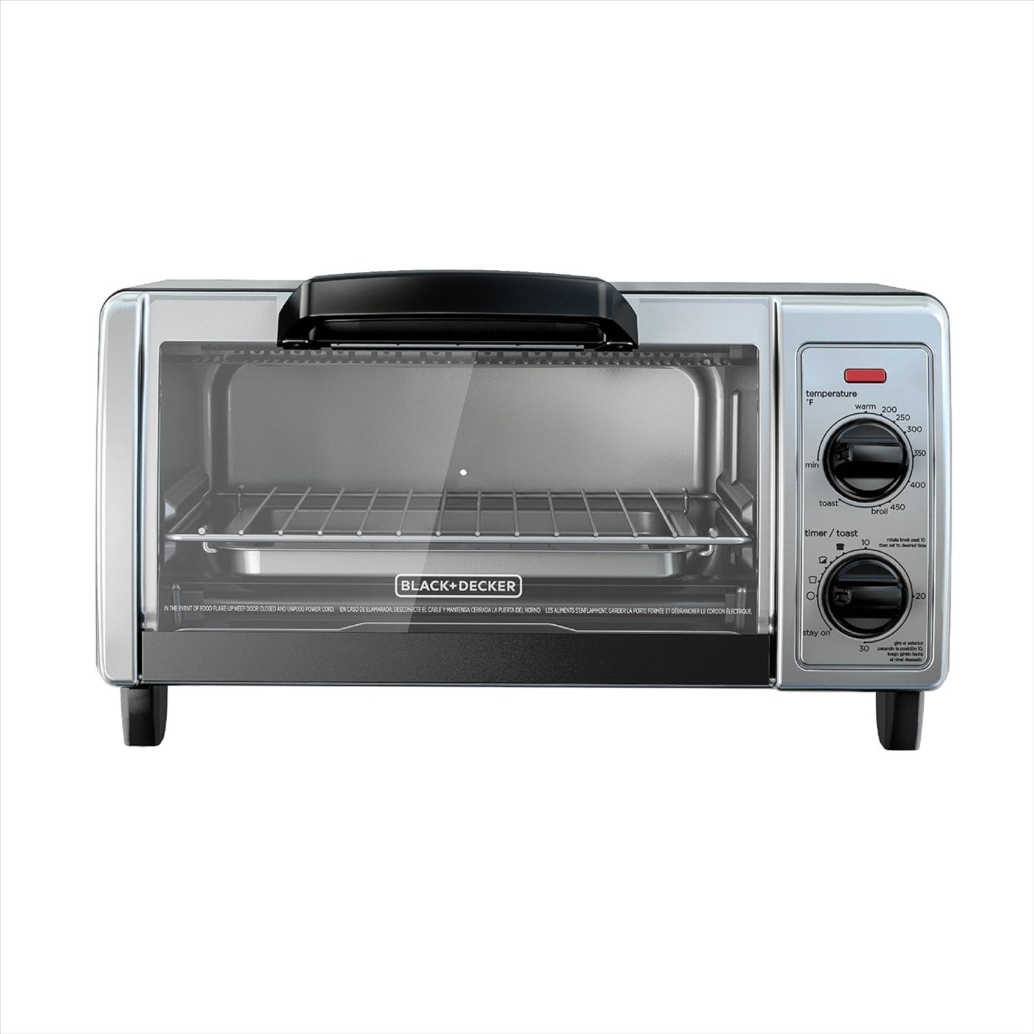 BLACK+DECKER 4-Slice Toaster Oven, Stainless Steel, TO1705SB