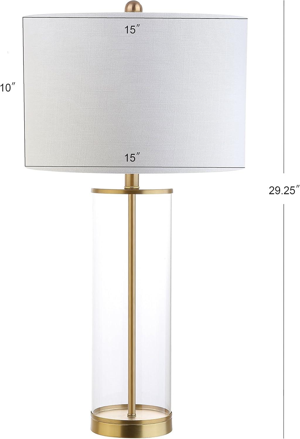JONATHAN Y Collins 29.25" Glass LED Table Lamp, Brass Gold, JYL2005A