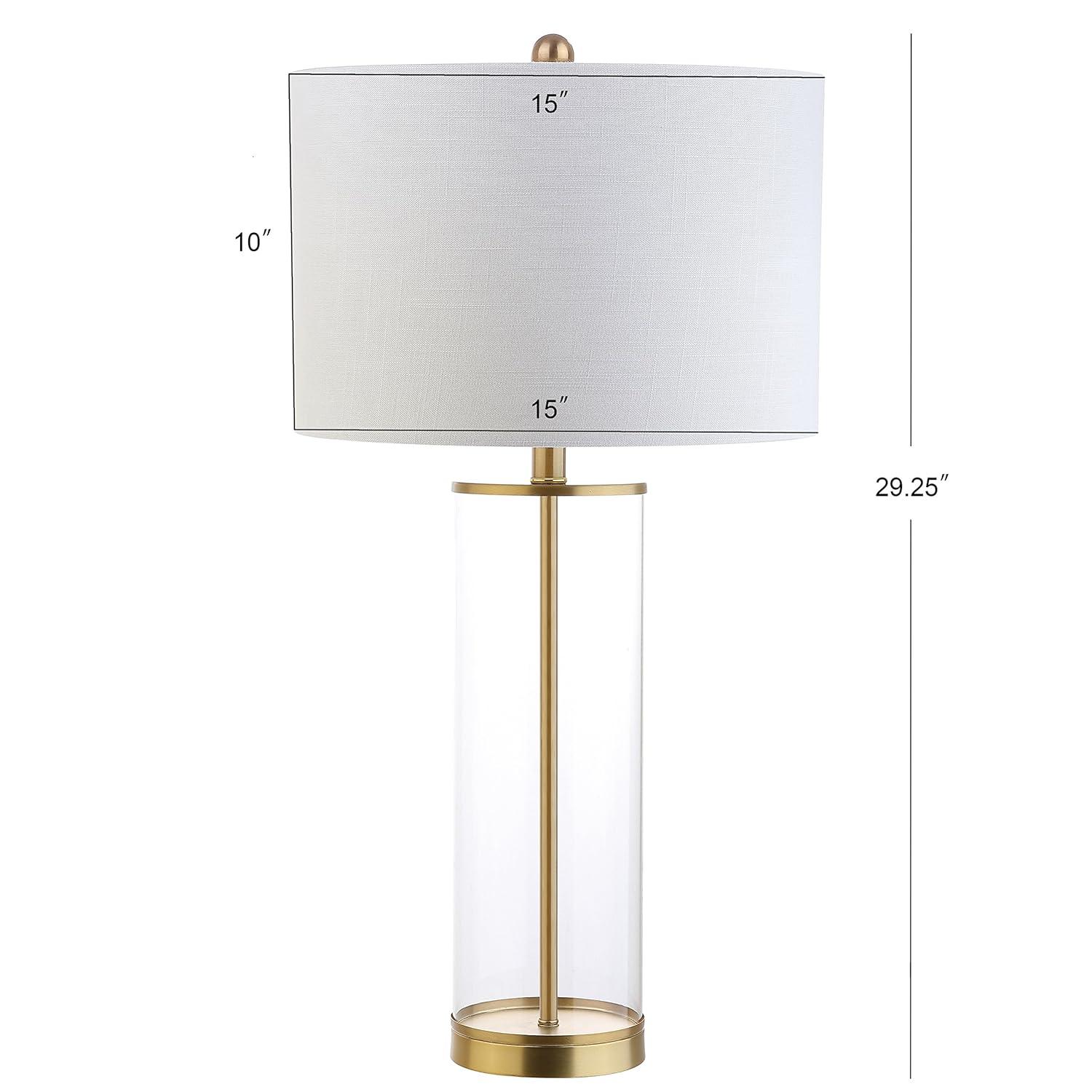 JONATHAN Y Collins 29.25" Glass LED Table Lamp, Brass Gold, JYL2005A