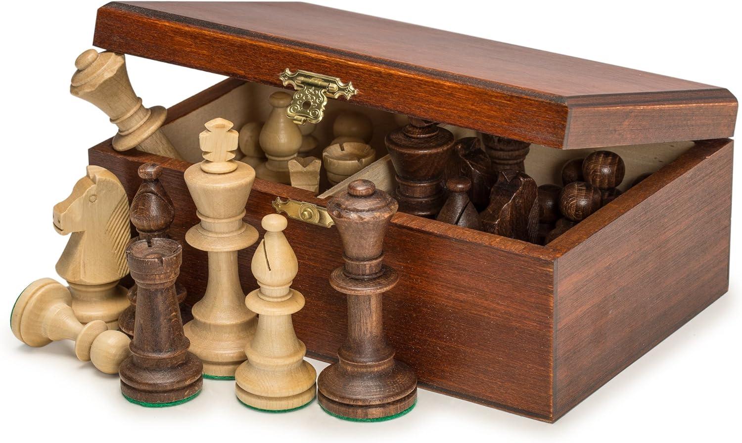Wegiel Handmade European Professional Tournament Chess Pieces With Wood Storage Case