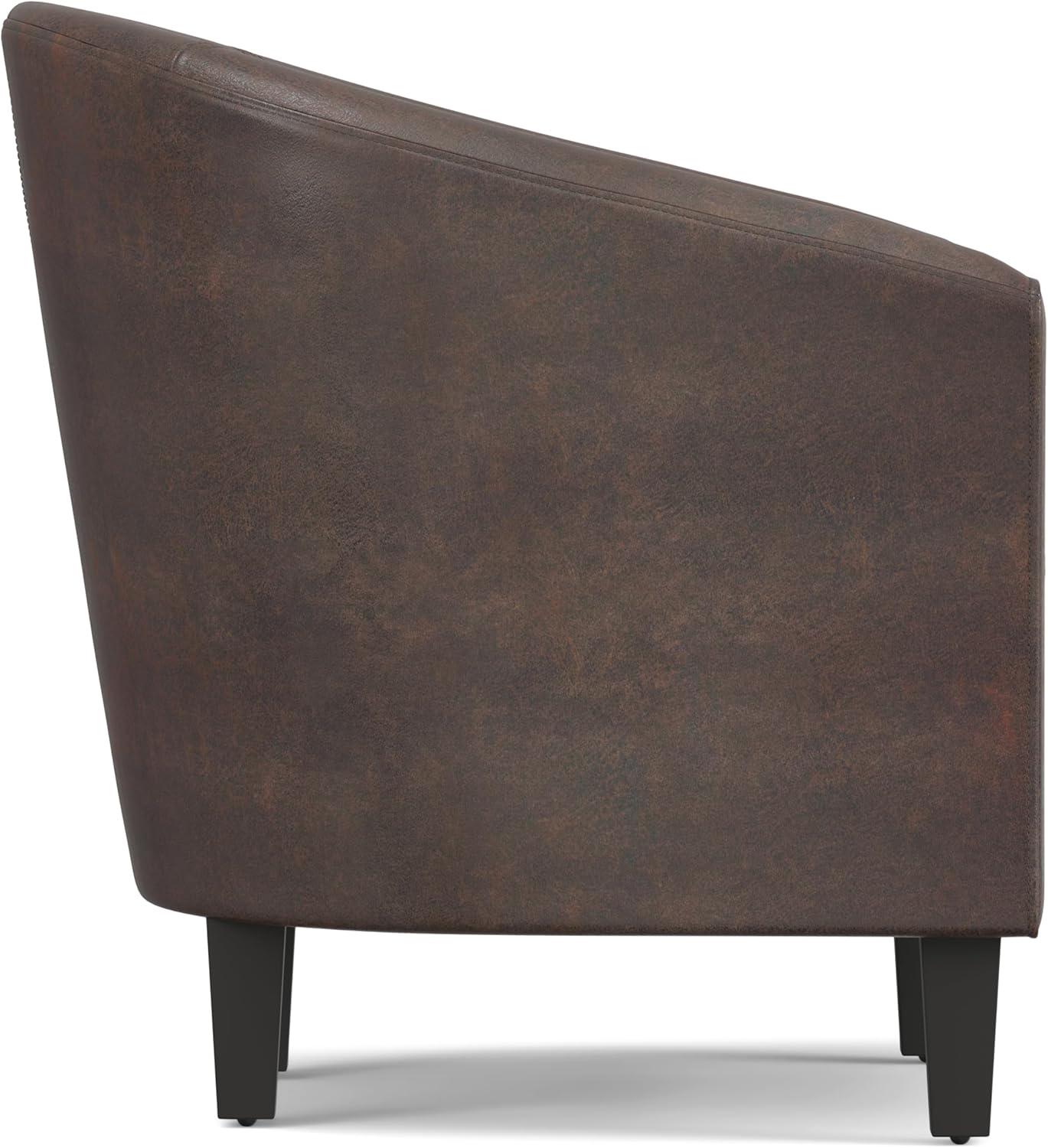 Simpli Home Austin 30"W Upholstered Vegan Faux Leather Contemporary Tub Accent Chair with High Arms and Deep Seat