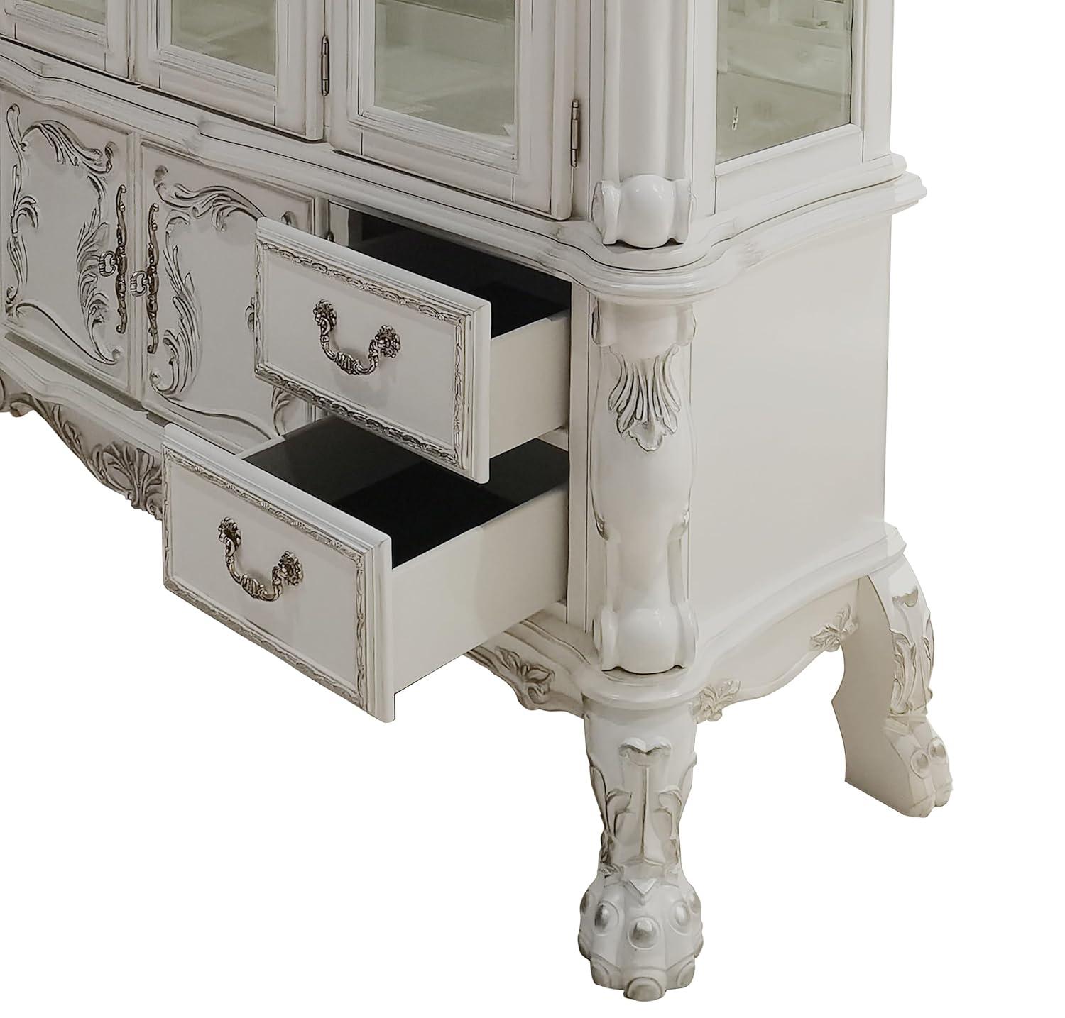 75" Dresden Hutch Tops Bone White Finish - Acme Furniture