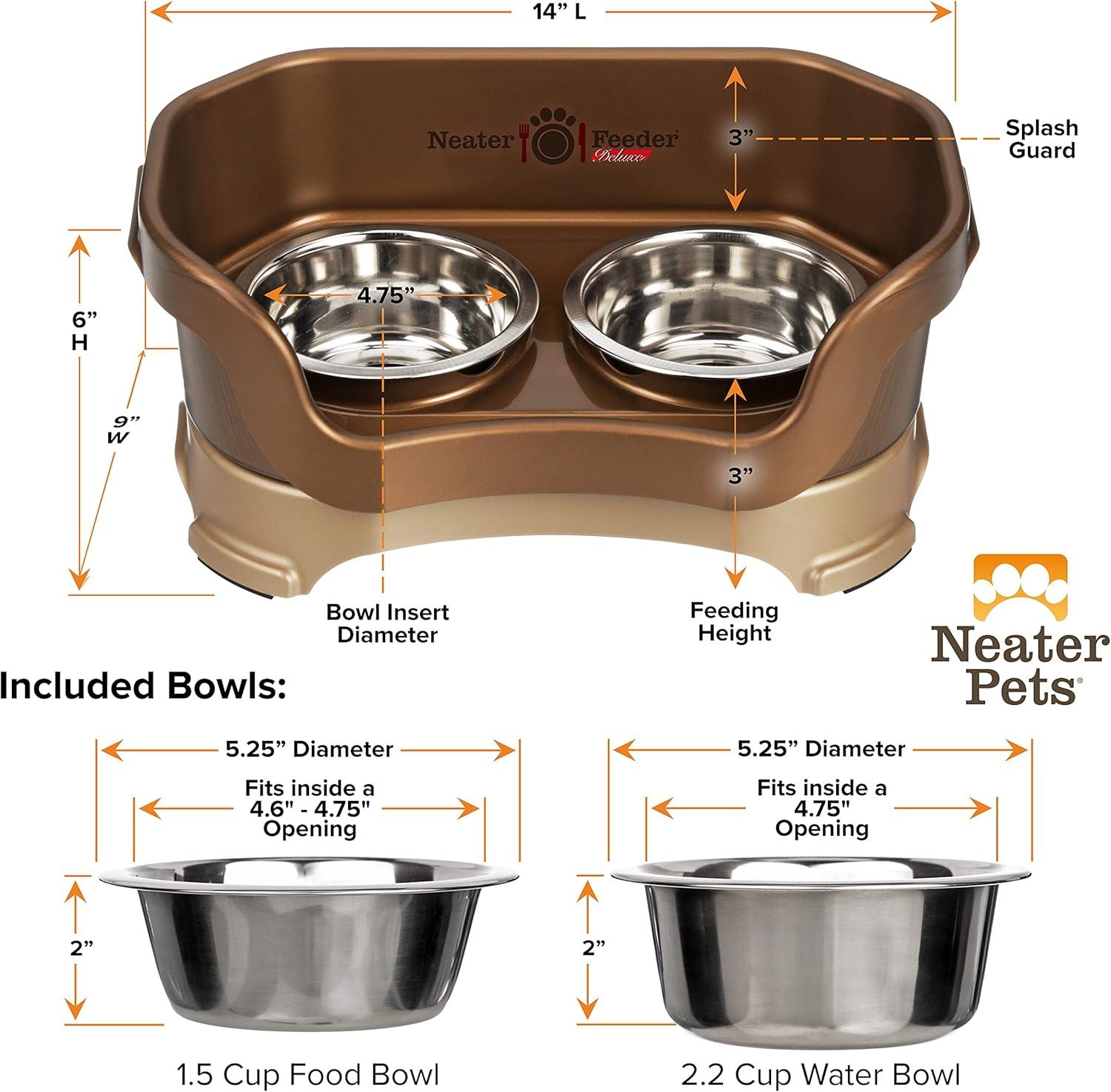 Small Bronze Elevated Stainless Steel Pet Feeder