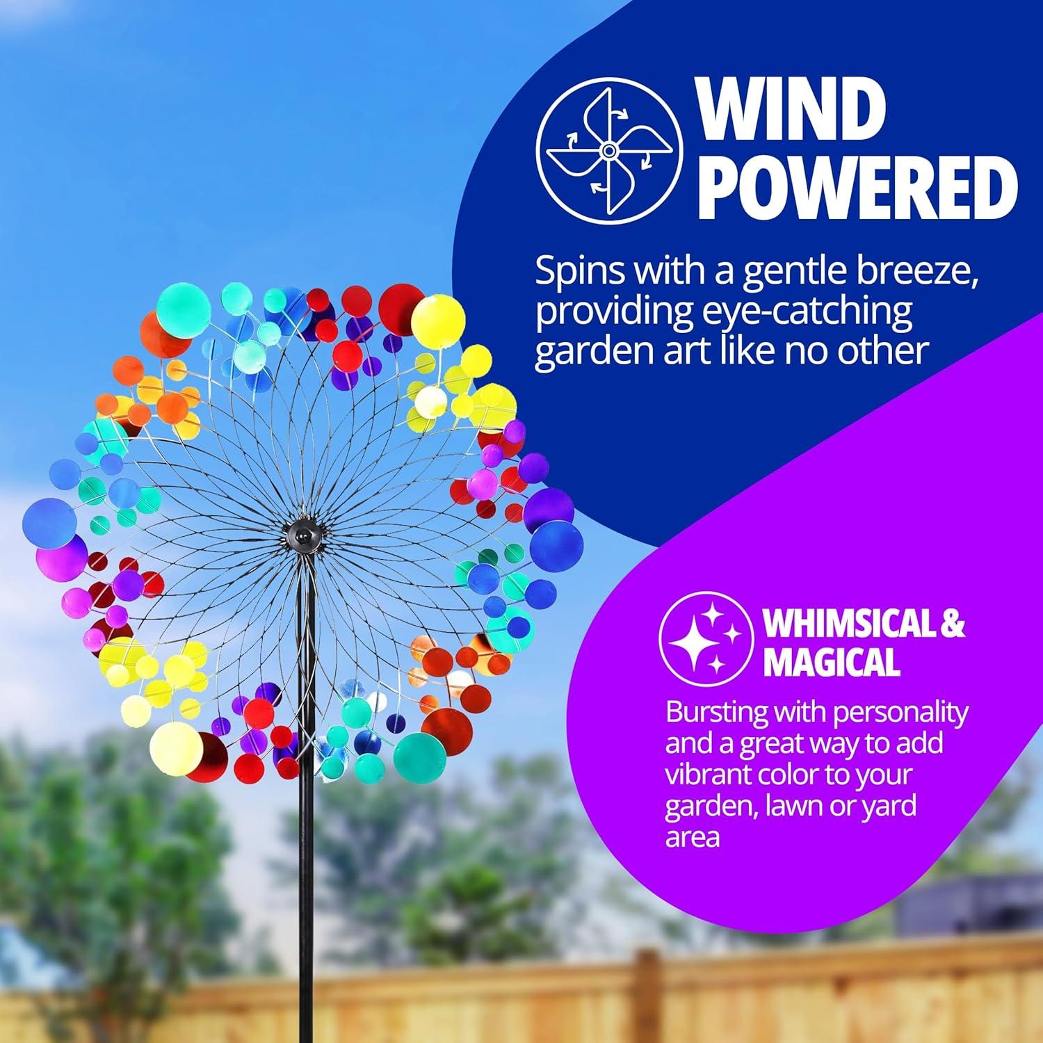 Exhart Exhart Kinetic Double Pinwheel Spinner Garden Stake, 24 by 84 Inches