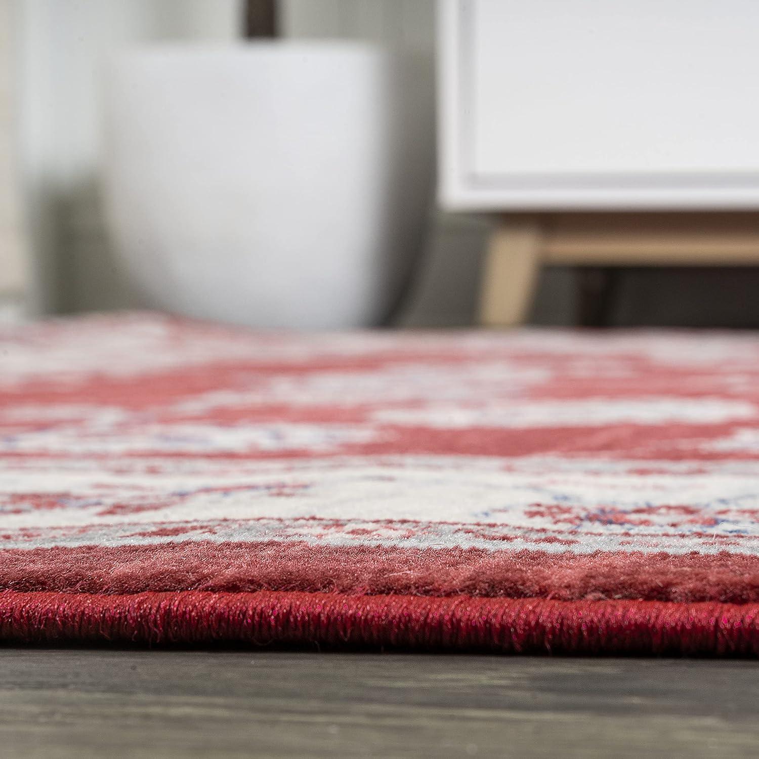6' x 6' Modern Persian Vintage Moroccan Traditional Area Rug, Red/Ivory - JONATHAN Y