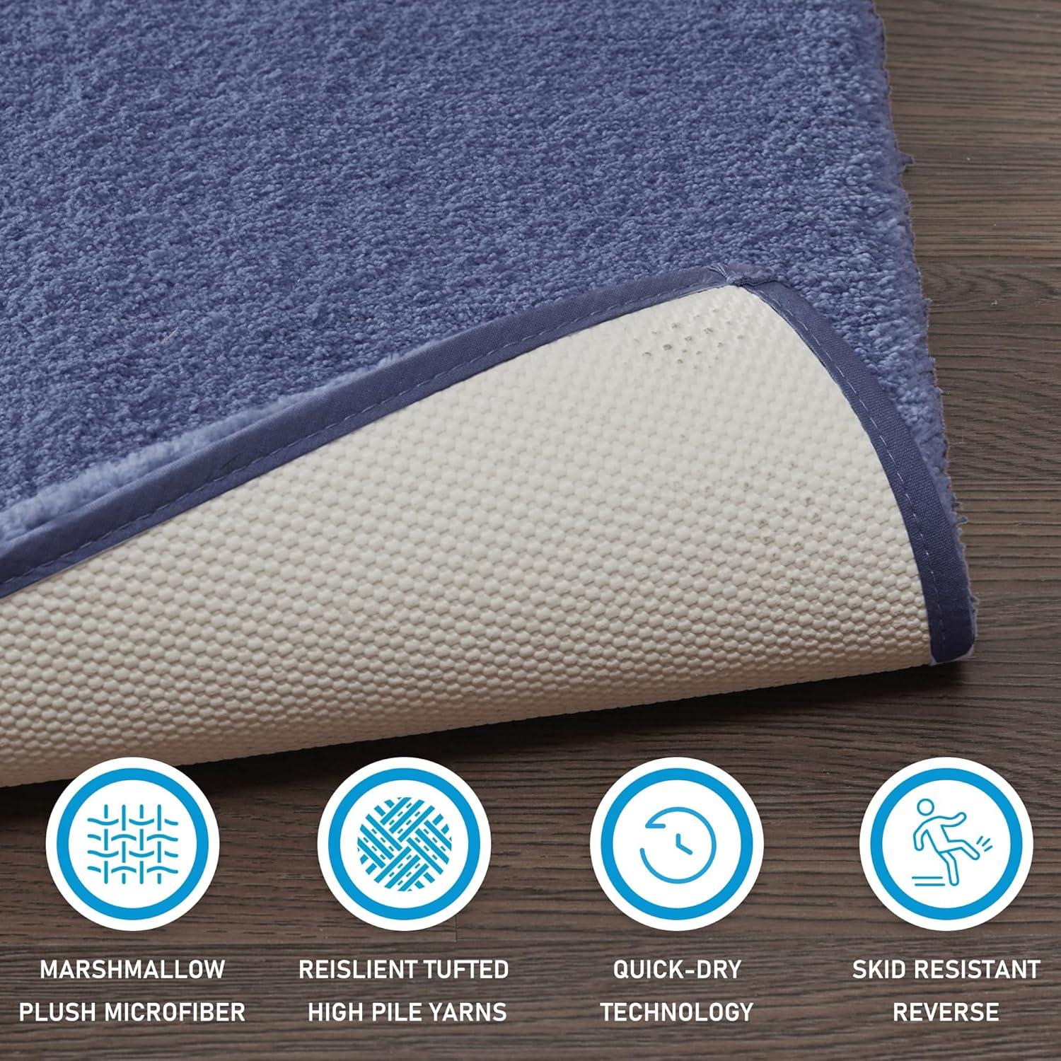 Marshmallow Quick-Dry Navy Microfiber Bath Rug