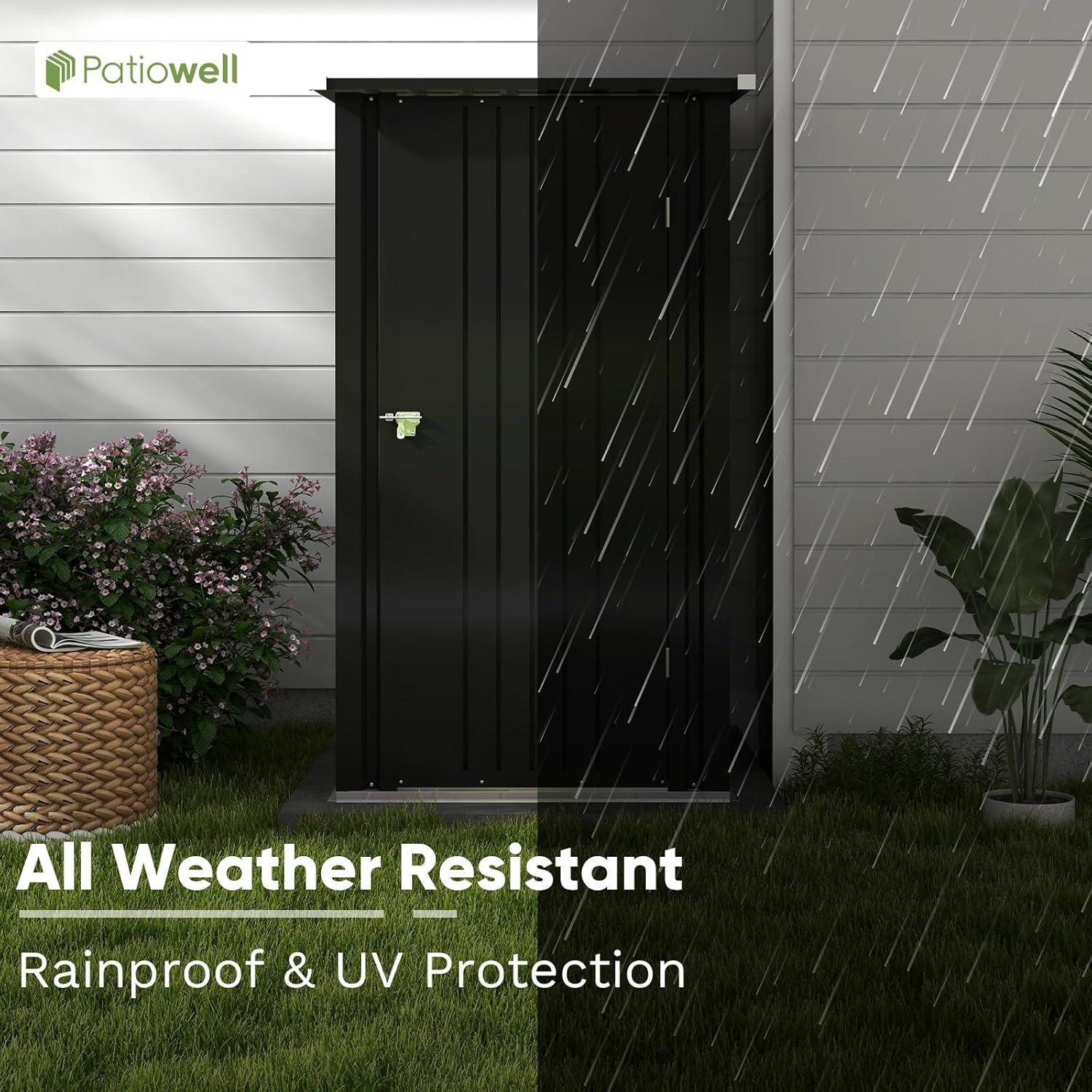 Patiowell 8' x 10' Outdoor Storage Shed, Large Garden Tool Metal Shed with Sloping Roof and Double Lockable Door, Outdoor Shed for Backyard Garden Patio Lawn, Brown