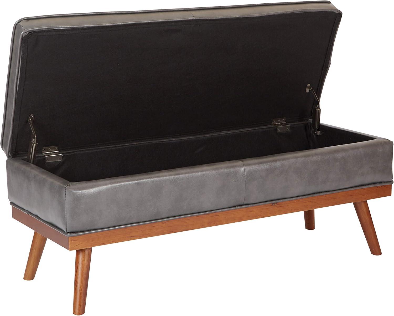 Katheryn Storage Bench Green - OSP Home Furnishings: Mid-Century Modern Ottoman, Plywood Frame, Polyester Upholstery