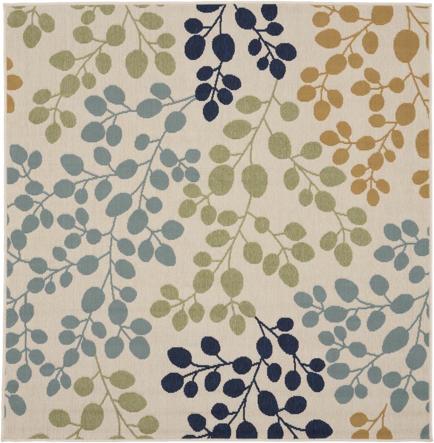 Nourison Caribbean CRB01 Indoor/outdoor Area Rug - Ivory 5'3" x 5'3"square
