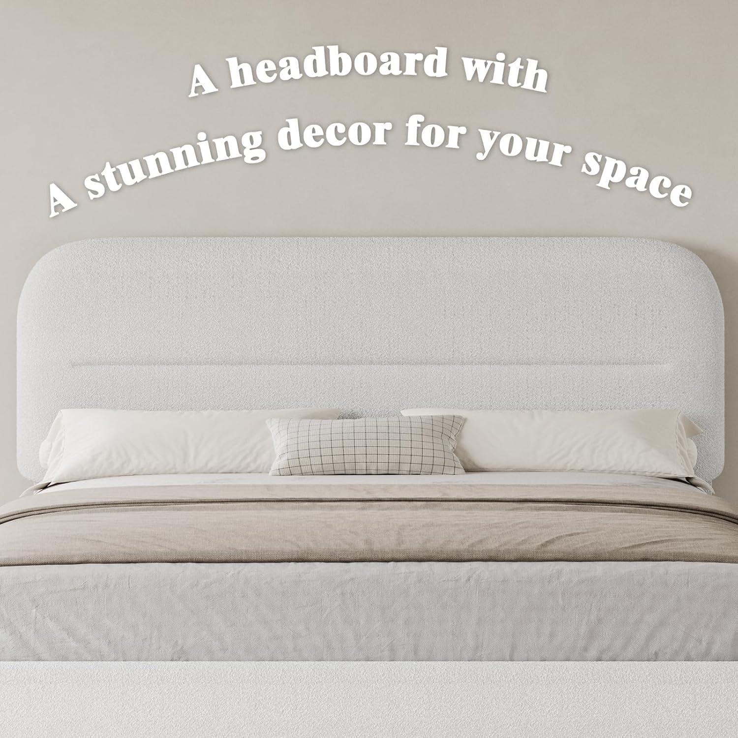 Boucle Upholstered Platform Bed Frame