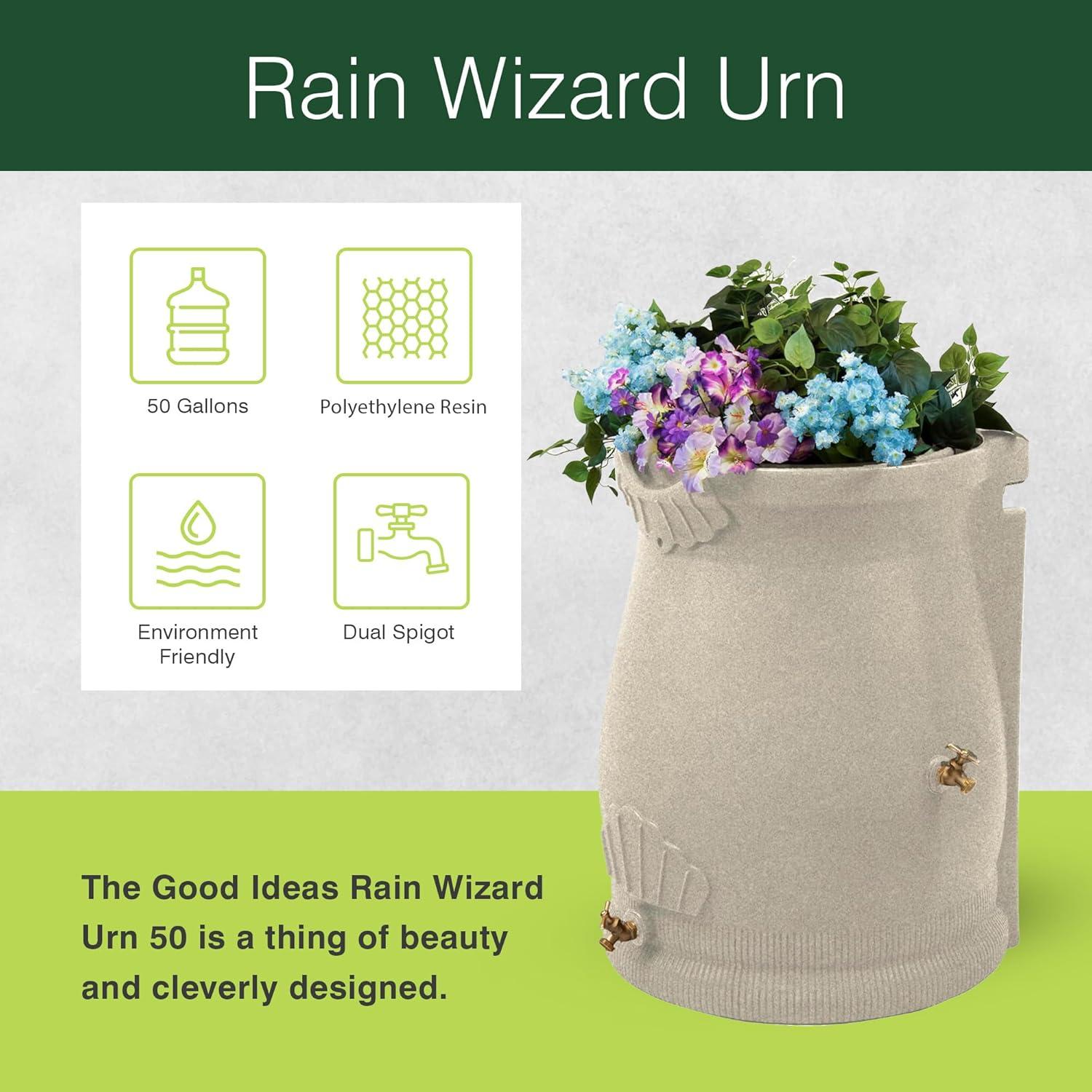 Good Ideas Good Ideas 50 Gallons Plastic Drainable Dual Overflow Planter Rain Barrel