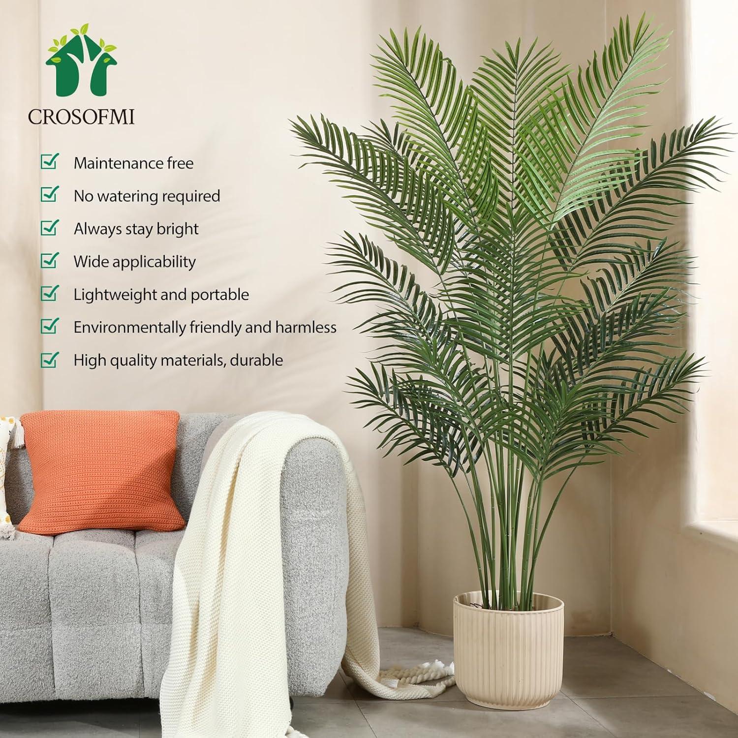 Artificial Areca Palm Plant 5Ft Fake Tropical Palm Tree, Perfect Faux Dypsis Lutescens Plants in Pot for Indoor Outdoor House Home Office Garden Modern Decoration Housewarming Gift,1Pcs