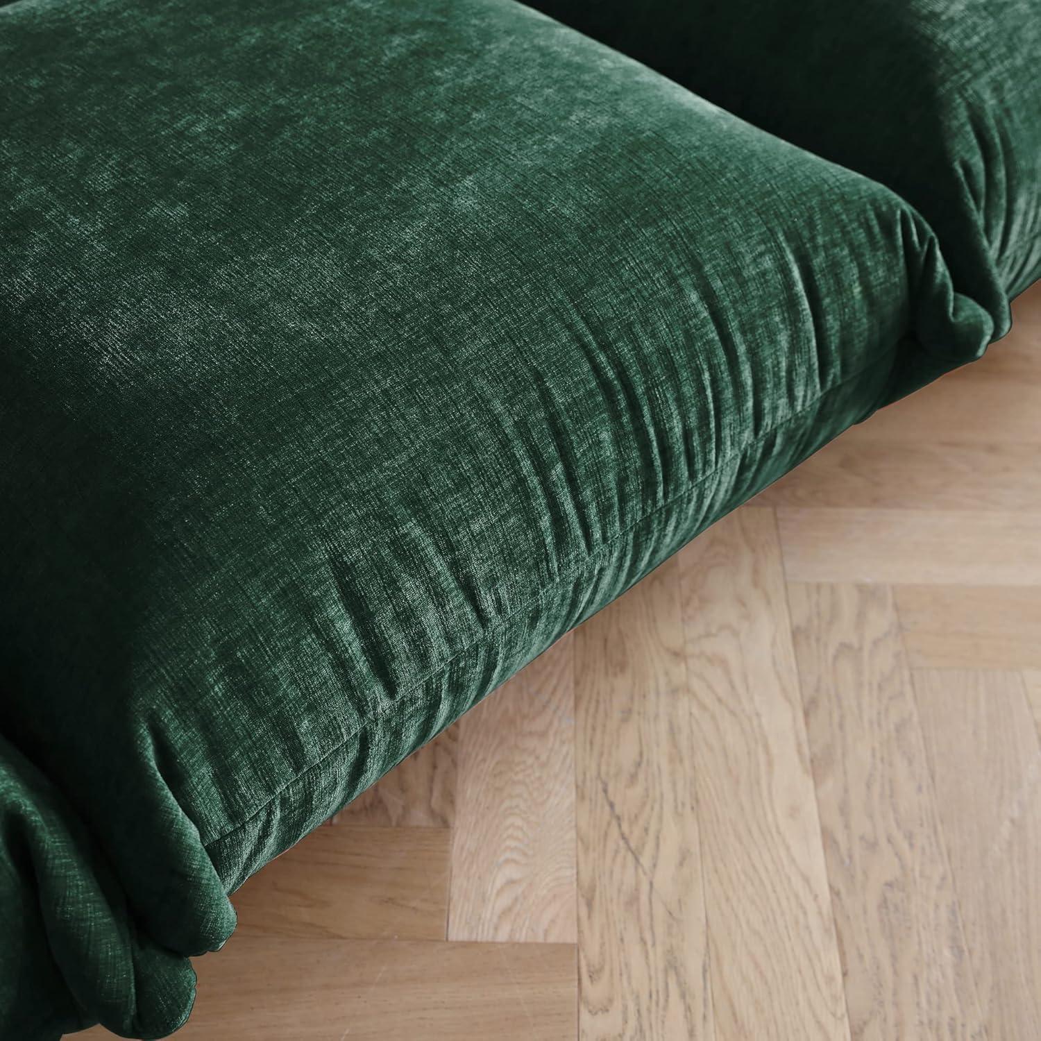 JACH Mid-Century Modern Comfy Couch, Chenille Sectional Sofa Modular Couches with Thick Cushion, 3 Seater 103" Plush Sofas Furniture for Living Room Bedroom Office Apartment, Green