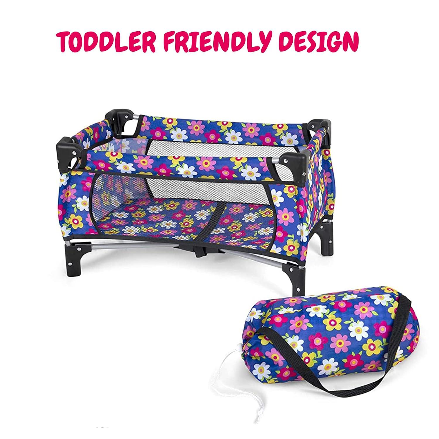 fash n kolor Baby Doll Crib Set with Pack n Play Bassinet Blanket & Carry Bag for Baby Doll | Baby Doll Crib Set for Kids