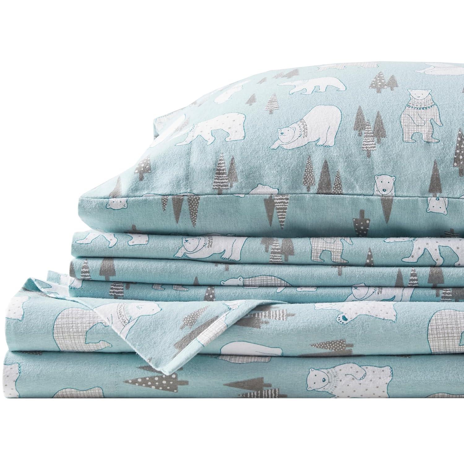 Comfort Spaces Full Sheet Set, Flannel Bed Sheets Full, 100% Cotton Bed Sheets Set with Deep Pocket, 4-Piece