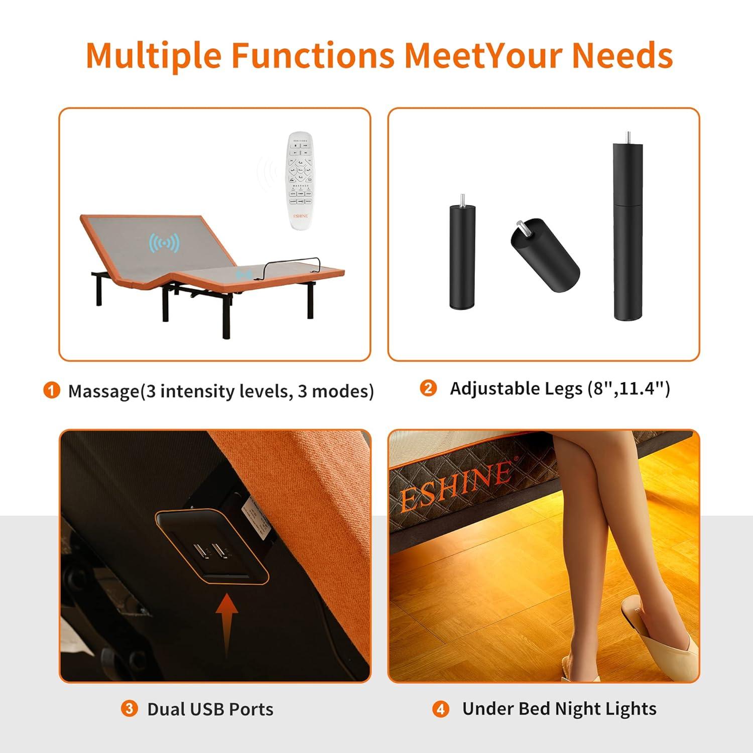 Zero Gravity Adjustable Bed with 14" Hybrid Mattress E3000 Series