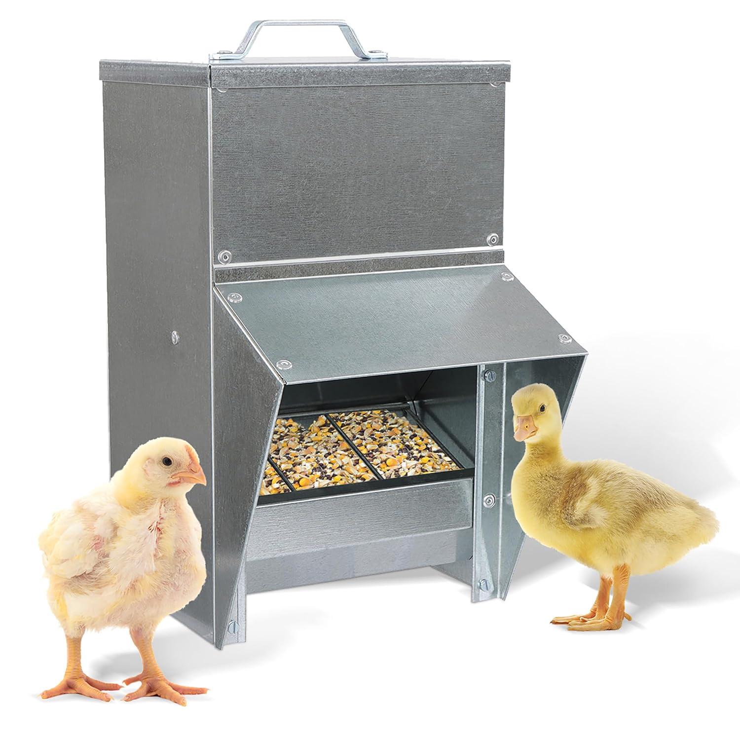 Rural365 11.5lb Capacity Galvanized Chicken Feeder Weatherproof Coop Dispenser