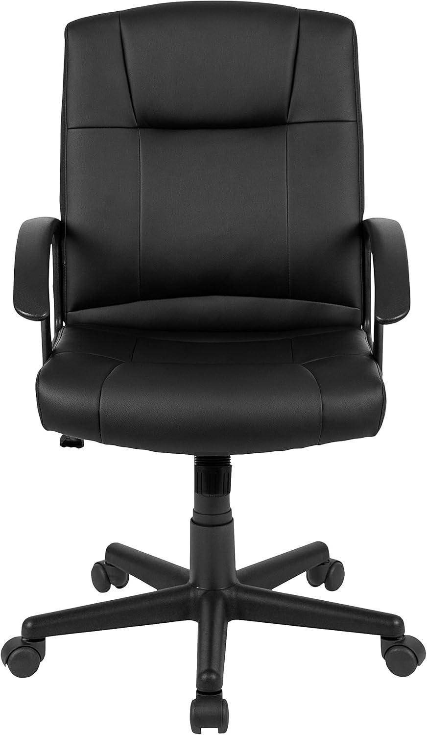 Ergonomic High-Back Black Leather and Plastic Swivel Task Chair