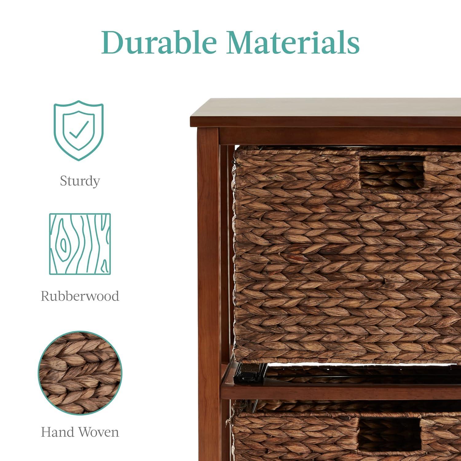 Best Choice Products Vertical Rolling File Cabinet for Home, Office w/ Rubberwood Frame, Locking Caster Wheels - Mocha
