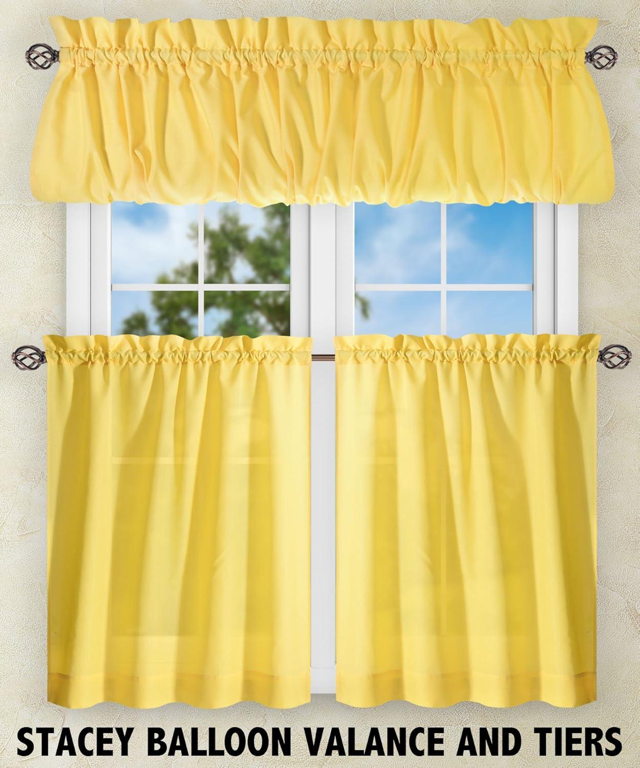 Ellis Stacey 1.5" Rod Pocket High Quality Fabric Solid Color Window Balloon Valance 60"x15" Yellow