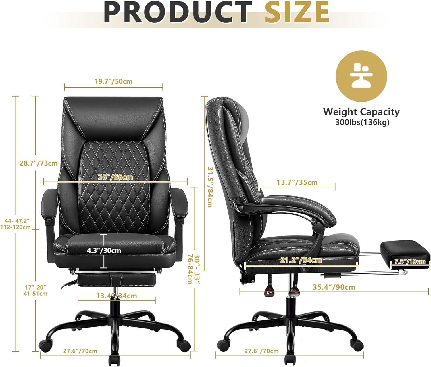 Black Leather High Back Ergonomic Executive Swivel Chair