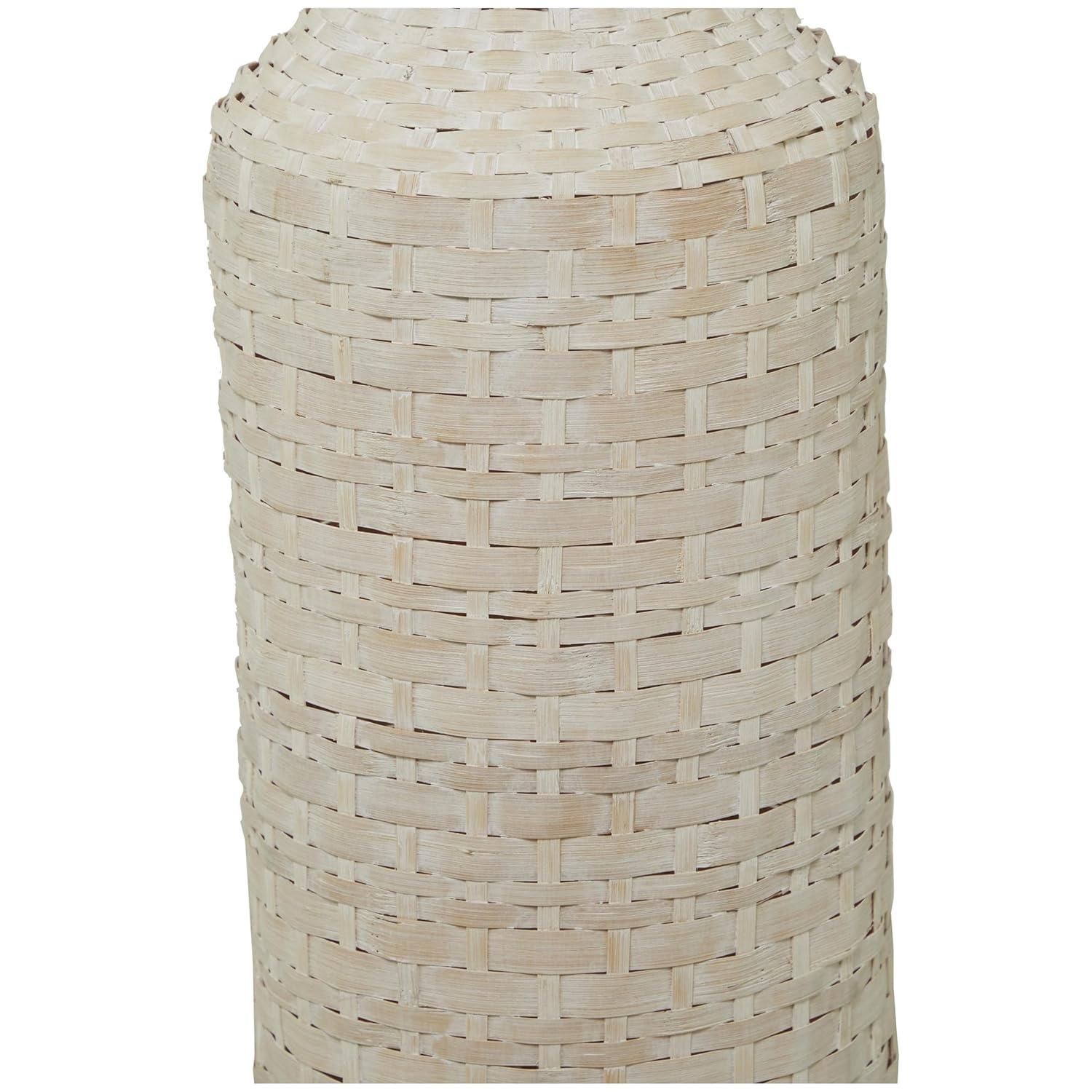 Studio 350 Intricately Woven Tall Bamboo Wood Floor Vase  - White or Brown White - 9"W, 39"H