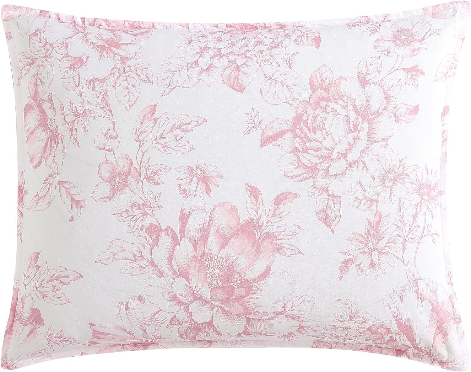 Laura Ashley Delphine Pink Cotton Reversible Comforter Set