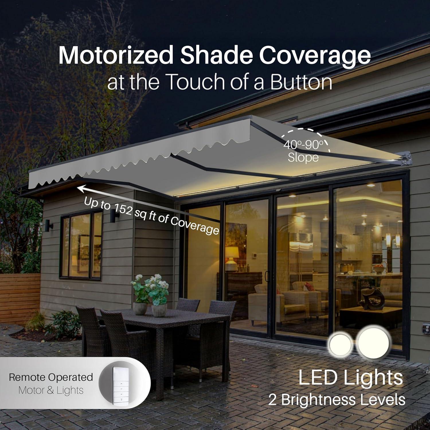 ALEKO Motorized Retractable Patio Awning- Black Frame