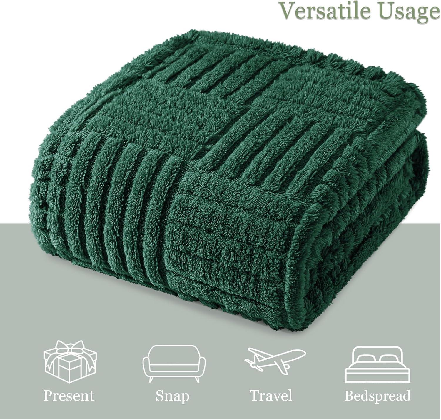 Whale Flotilla Flannel Fleece Queen Size(90x90 Inch) Lightweight Bed Blanket, Soft Velvet Bedspread Plush Fluffy Coverlet Palm Leaf Design Decorative Blanket for All Seasons, Dark Green…