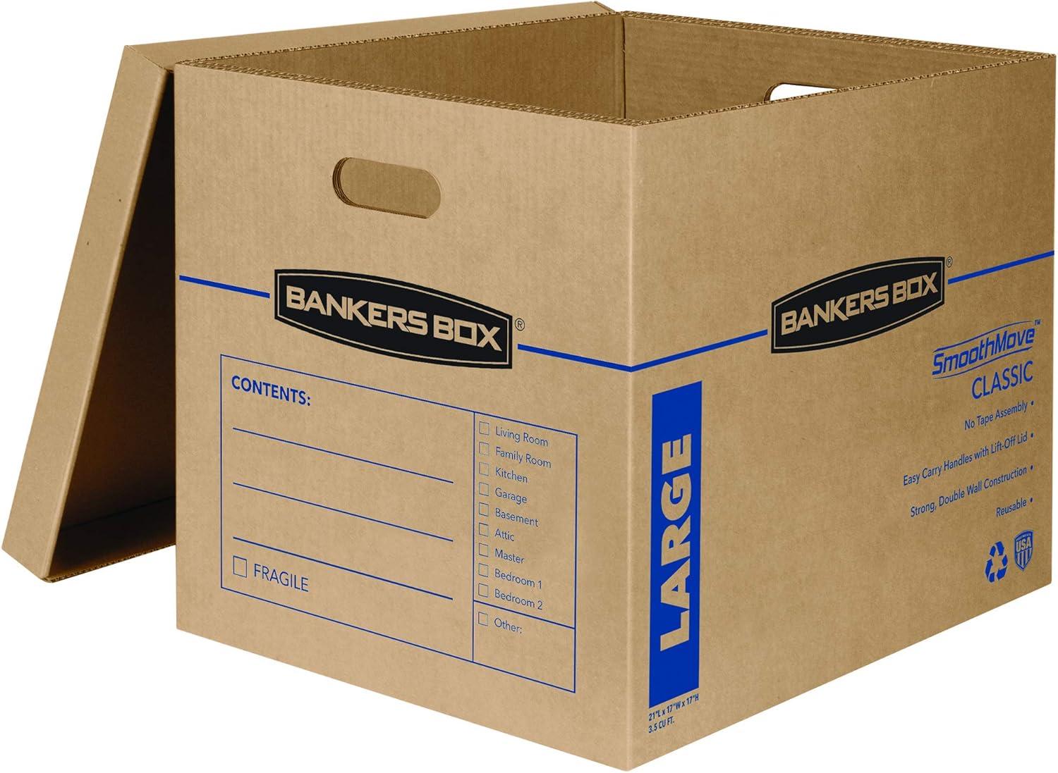 Tape-Free Assembly Brown Cardboard Moving Box Kit, 10 Pack