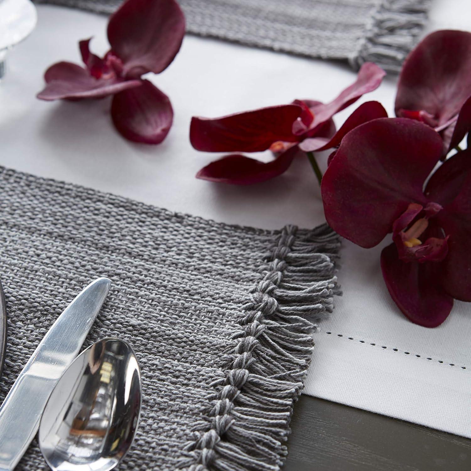 Gray Fringe Variegated Placemats (Set Of 6) - Design Imports