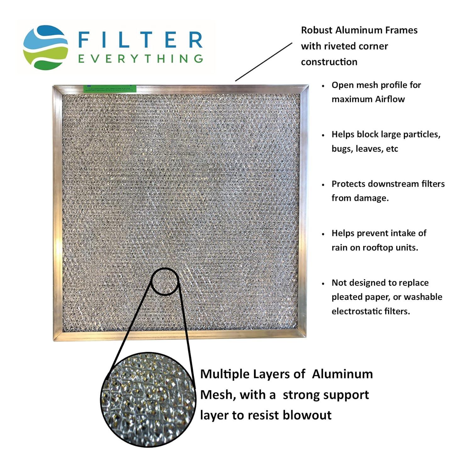 Filter Everything Washable Aluminum Air Filter – 24 x 24 x 1 – Permanent, Reusable HVAC Intake Filter – Heavy-Duty Expanded Aluminum Mesh – Pre-Filter for HEPA or Pleated Filters