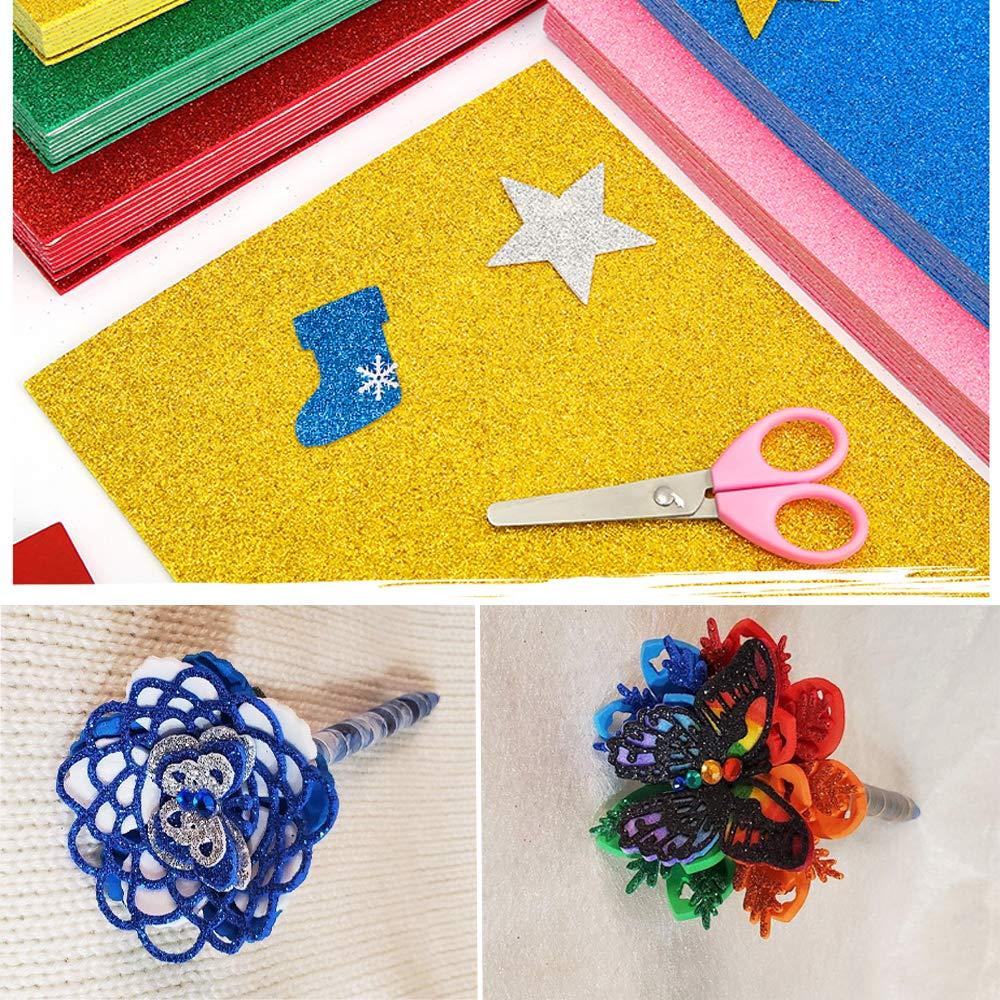 30PCS Glitter EVA Foam Sheets 8x12 Inch,2mm Thick Craft Foam Sheet for Children's Craft Activities DIY Cutters,Arts