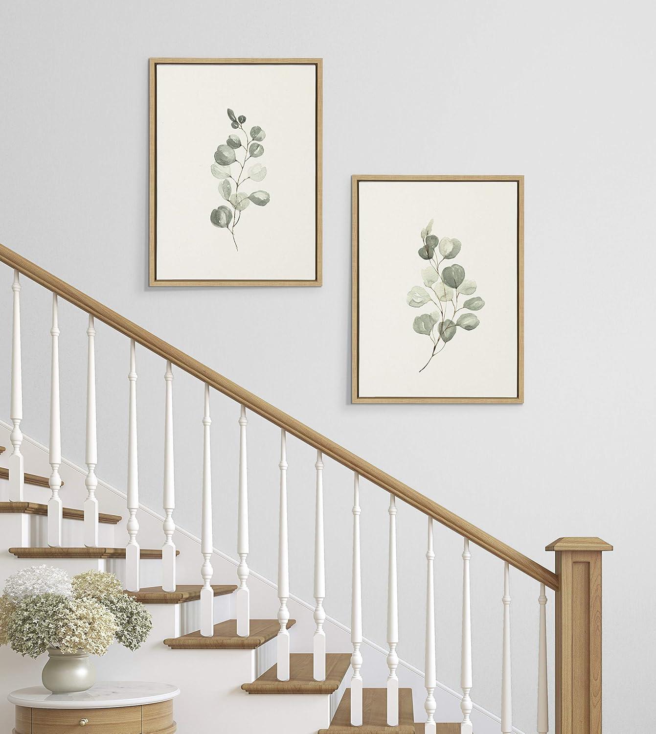 18" x 24" (Set of 2) Sylvie Eucalyptus by Maja Mitrovic of Makes My Day Happy Framed Wall Canvas Set - Kate & Laurel All Things Decor