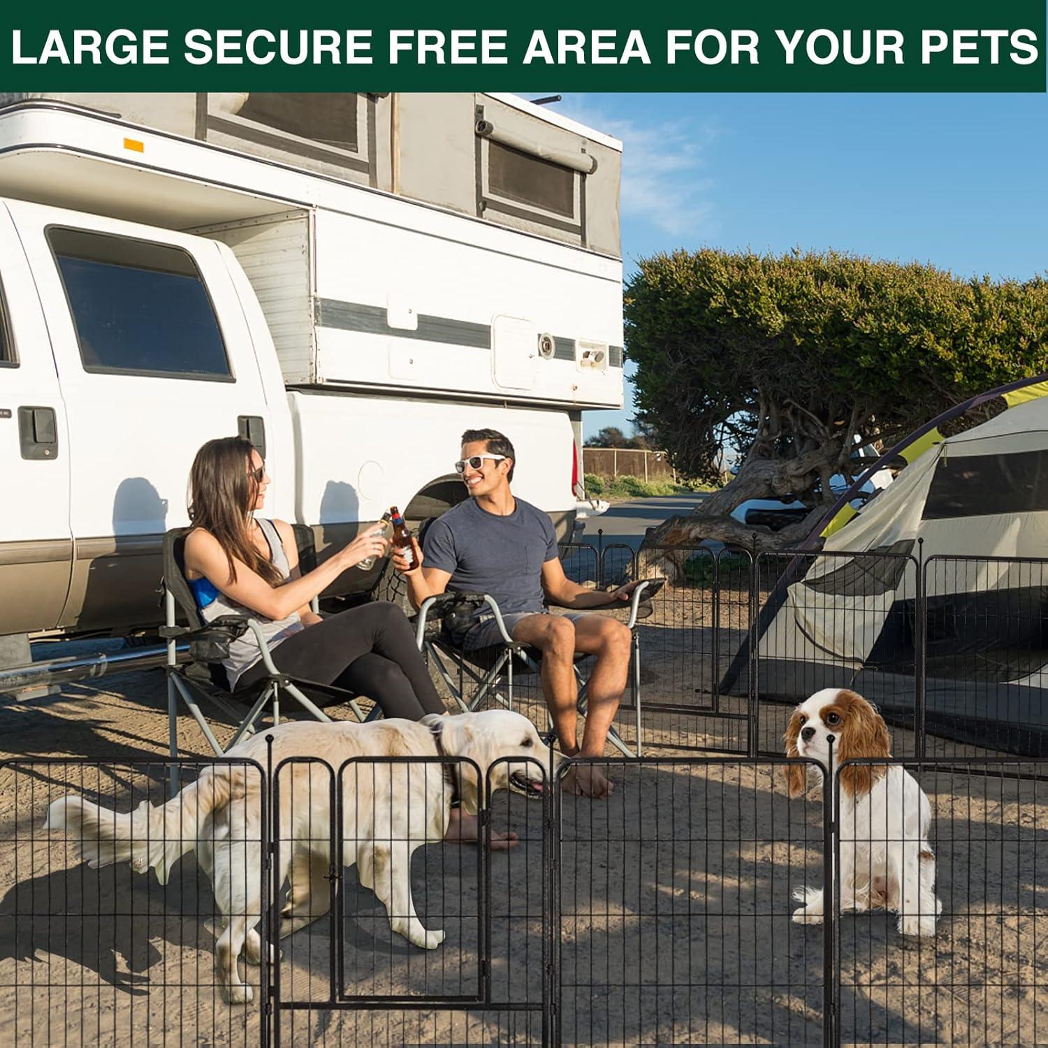 FDW Dog Playpen Pet Dog Fence 32" Height 16 Panels Metal Dog Pen Outdoor Exercise Pen with Doors for Large/Medium /Small Dogs Camping,Yard