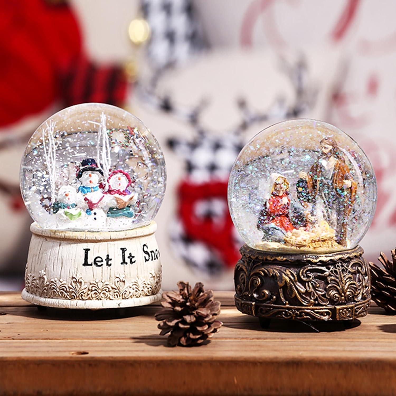 Snow Globes Glitter Water Globe Musical Snow Globe Decoration Plays Silent Night, 100 mm, Nativity