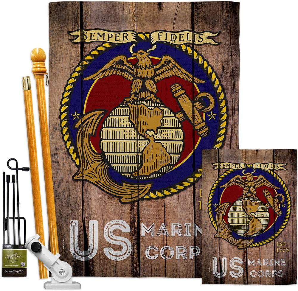Angeleno Heritage G135083-BO 13 x 18.5 in. US Marine Corps Garden Flag with Armed Forces Double-Sided Decorative Vertical Flags House Decoration Banner Yard Gift