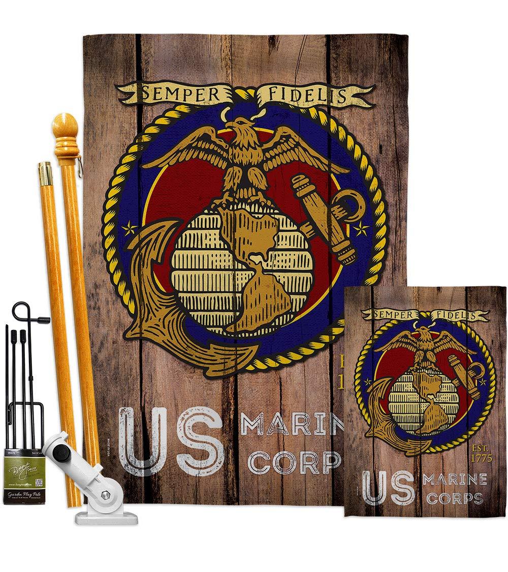 Angeleno Heritage G135083-BO 13 x 18.5 in. US Marine Corps Garden Flag with Armed Forces Double-Sided Decorative Vertical Flags House Decoration Banner Yard Gift