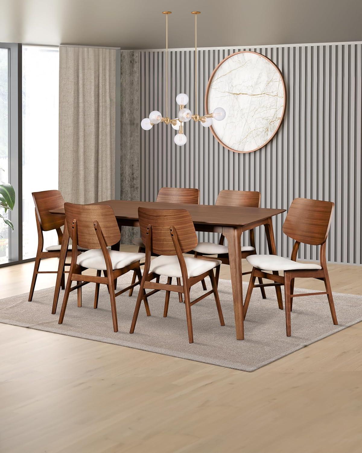 Oscar Mid-Century Walnut Dining Table Set with 6 Chairs