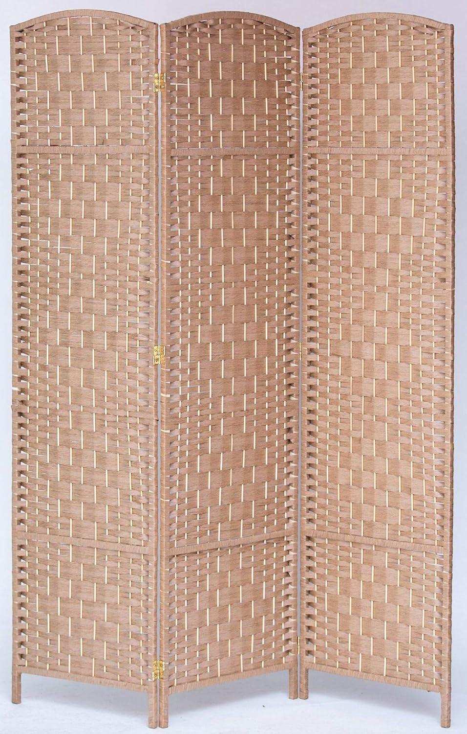 Room Divider Diamond Weave Bamboo Fiber Privacy Partition Screen