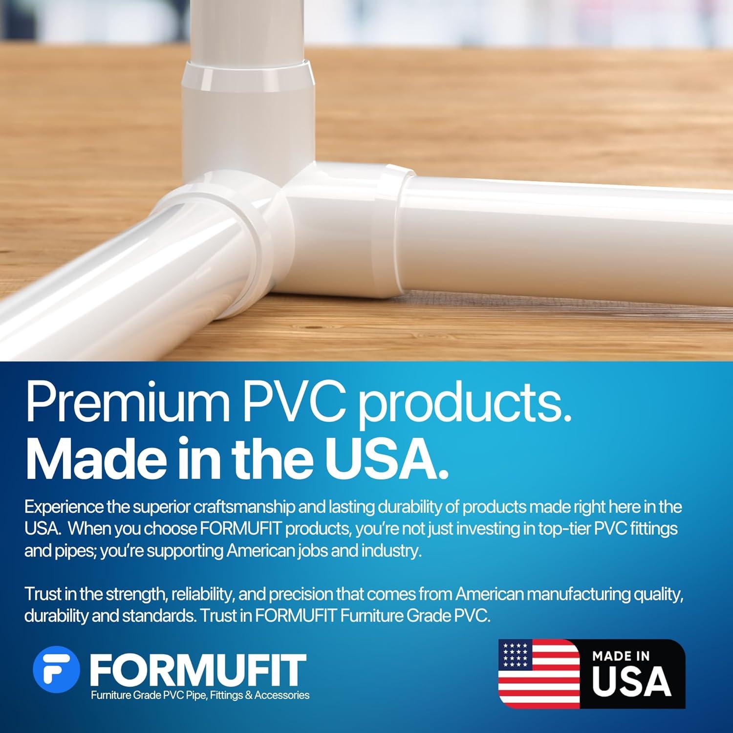 FORMUFIT 1/2" 3-Way Elbow Furniture Grade PVC Fitting in White, Made In USA, UV-Resistant, Impact-Proof, 0.840" Actual Socket Diameter (10-Pack) - F0123WE-WH-10
