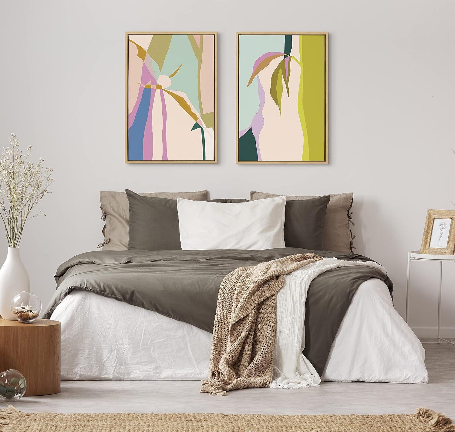 Kate and Laurel Sylvie Delight in the Moment 1 and 2 Framed Canvas by Alicia Schultz, 2 Piece 23x33, Natural