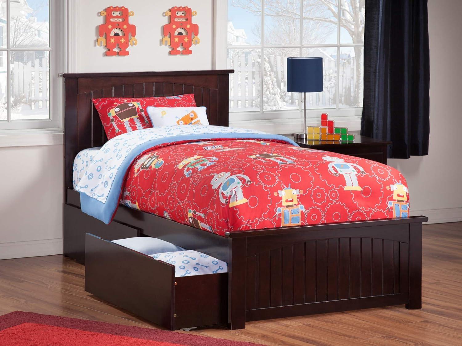 Nantucket Platform Bed with Matching Foot Board with 2 Urban Bed Drawers, Multiple Colors, Multiple Sizes