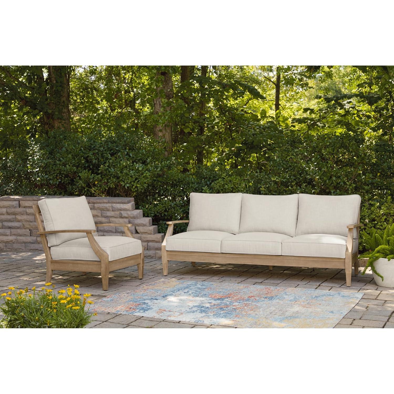 Signature Design by Ashley Carter Hall Outdoor Eucalyptus Patio Sofa in Beige